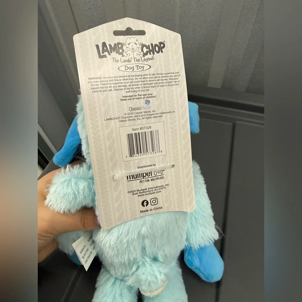 Dog Plush Lamb Chop Soft Toy in Blue NWT